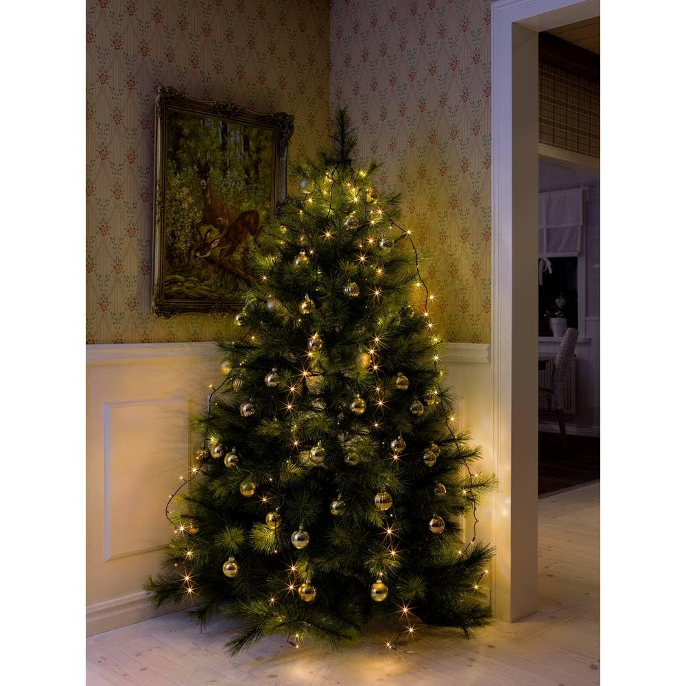 Konstsmide Fairy Lights Halo Tree System Christmas Lights LED/Indoor Use (IP20)/24V Internal Transformer Plug In/150 Amber White Diodes/1.8m/String Lights Dark Green Cable, 1.8 metre