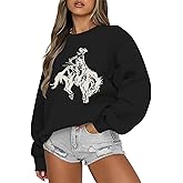 Weetiotio Western Cowboys Graphic Sweatshirts For Women Cowgirls Rodeo Oversized Sweatshirt Country Concert Crewneck Outfits