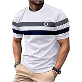 RoseSeek Men's Color Block Short Sleeve Tee Shirts Casual Crewneck T Shirt Trendy Summer Tops