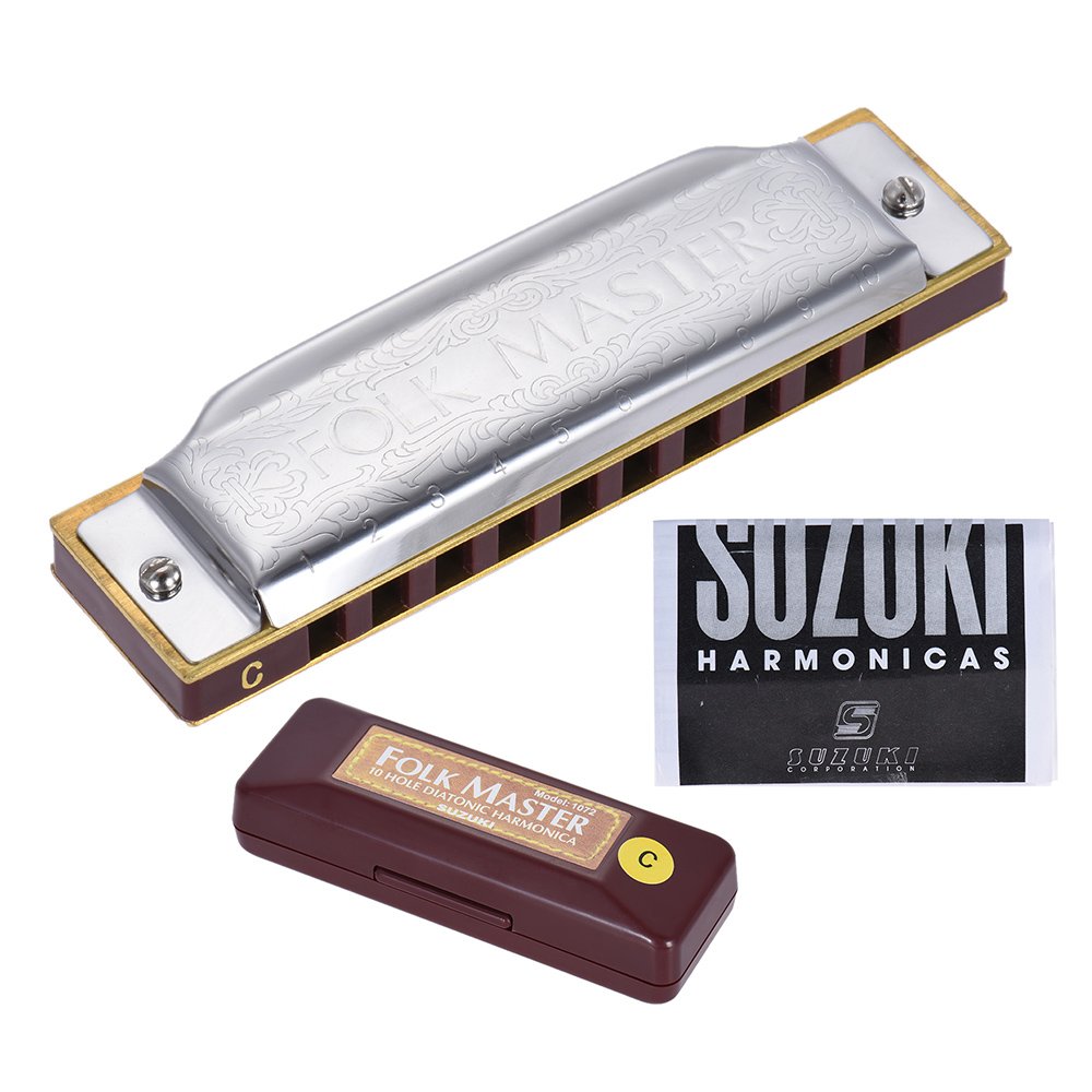 Docooler Suzuki 1072C Folkmaster Standard 10Hole Diatonic Harmonica Key of C 20 Tone for