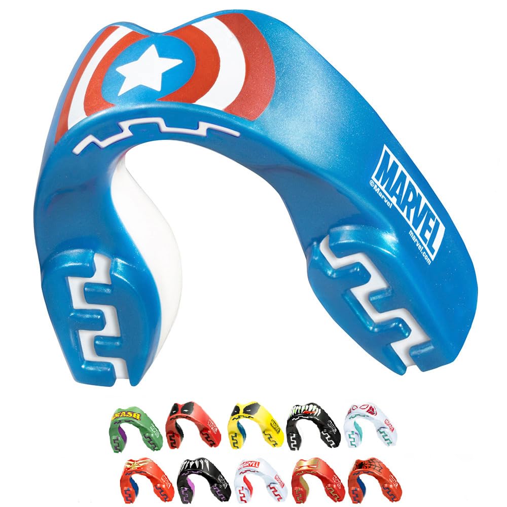Marvel Captain America Metallic Sports Mouthguard Dual Layer Premium Protection Adults Gum Shield with Case for Boxing, MMA, Rugby, Martial Arts, Judo and All Contact Sports — image 1