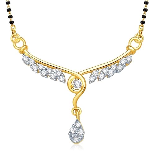 VK Jewels Eshnika Gold and Rhodium Plated Alloy Mangalsutra for Women made with Cubic Zirconia - MP1208G [VKMP1208G]