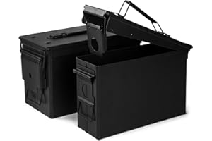 GUGULUZA Metal Ammo Can 30/50 Cal, Lockable Bullet Storage Case, Waterproof & Airtight Containers Box with Flip Top for Long-