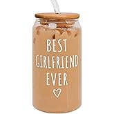 Gifts for Girlfriend - Girlfriend Gifts for Women - Anniversary, Valentines Day, Birthday, Christmas Gift for Her - Romantic Love Gift Ideas for Her - 16 Oz Can Glass with Lid, Straw & Brush