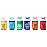 Sugarflair Rainbow Set of Food Coloring Concentrate Paste, 25 Grams Each of 6 Colors: Baby Blue, Christmas Red, Ghoulish Green, Melon, Orange &amp; Violet (Total 150 Grams)