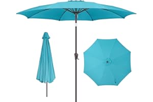 FLAME&SHADE 10 ft Outdoor Market Patio Table Umbrella with Fiberglass Rib Tips and Tilt, Aqua Blue