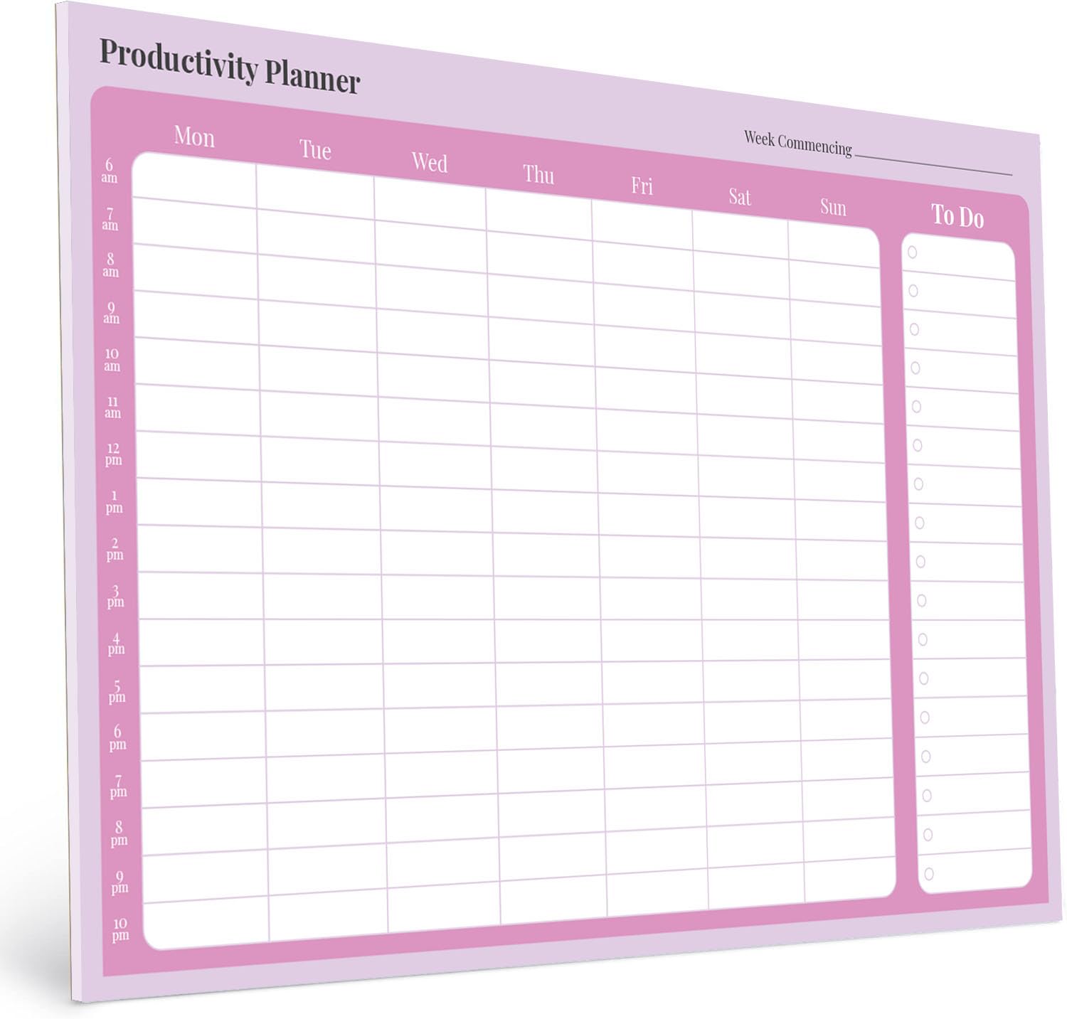 Weekly Time Management Planner - Perfect for Home, Office, Study/Revision & General Productivity - A4 size with 52 tear off sheets - Quality 100gsm paper with sturdy 1250 micron white backing board