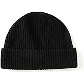 Villand 100% Cashmere Ribbed Cuffed Hat for Men, Ultra-Soft Men's Pure Cashmere Winter Ski Beanie