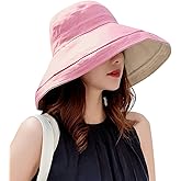 Women Wide Brim Sun Hats Metal Wired Edge Summer UV Protection Beach Fishing Hat for Hiking Garden Travel Chin Strap