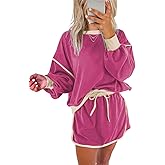 Ecosunny 2 Piece Sets for Women Casual Tracksuit Sweatshirt Waist Skirted Skorts Matching Set Lounge Wear Sweat Suit
