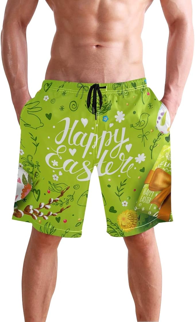 BONIPE - Bañador para hombre, diseño de huevo de Pascua, color verde