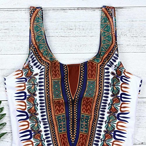 Challyhope Big Sale! Women Plus Size Sexy Dashiki African Print Bathing Suit One Piece Push Up Padded Bikini Monokini Jumpsuit (XXXL, White A)