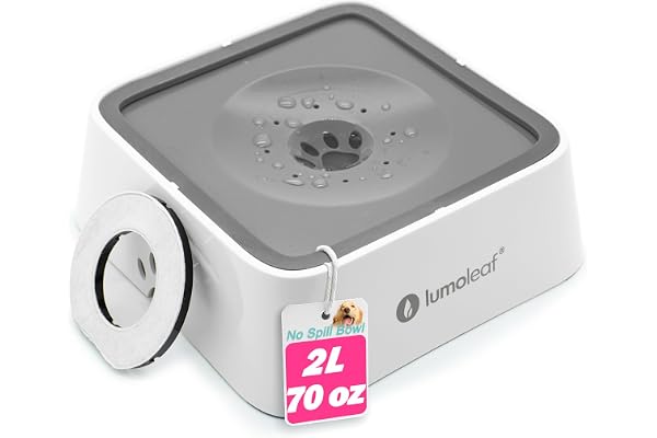 LumoLeaf Dog Water Bowl, Splash-Free Pet Slow Water Feeder Bowl, No Spill Dog Bowl, Vehicle Carried Water Bowl for Dogs Cats