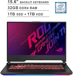 2020 Asus ROG Strix G 15.6 Inch 120Hz FHD 1080P Gaming Laptop (Intel 6-Core i7-9750H up to 4.5 GHz, GeForce GTX 1650 4GB, 32GB DDR4 RAM, 1TB SSD (Boot) + 1TB HDD, Backlit KB, WiFi, HDMI, Win 10)