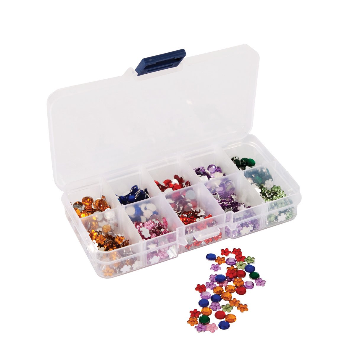 Papermania 750-Piece Mini Floral and Stone Gems with Organiser, Multi-Colour
