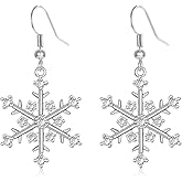 XGALBLA Christmas Snowflake Earrings Cubic Zirconia Snowflake Dangle Drop Earring for Women Jewelry Gifts