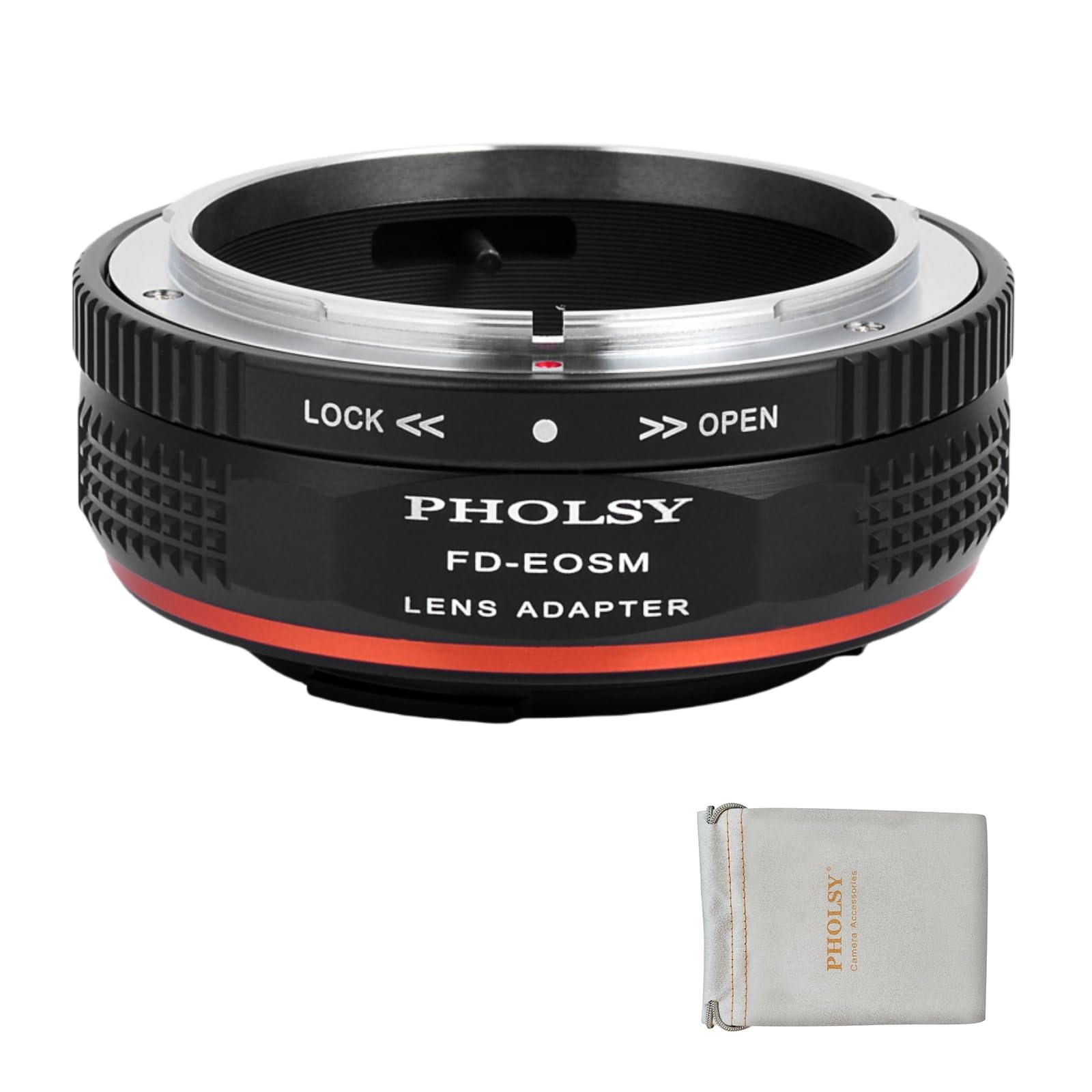 PHOLSY Lens Mount Adapter FD to EF-M with Aperture Lever Compatible with Canon FD FL Lens to Canon EF-M (EOS M) Camera Body EOS M, M2, M3, M5, M6, M10, M50, M100, M200, M50 II, M6 II, FD to EOSM