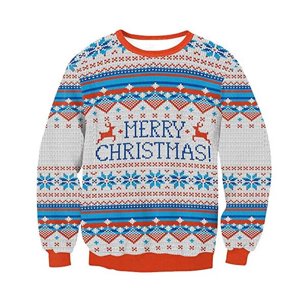 Arvilhill Christmas Mens Crew Neck Party 3D Printed Sweatshirt Funny Long Sleeve Ugly Shirts Christmas Pattern 2XL