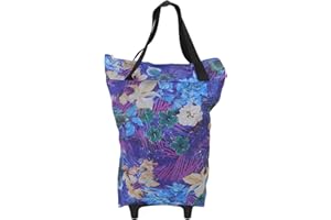 OPPWONG Portable 600D Oxford Shopping Cart Compact and Sturdy, Foldable Pull Cart for Traveling, Shopping Bag with Wheel for 