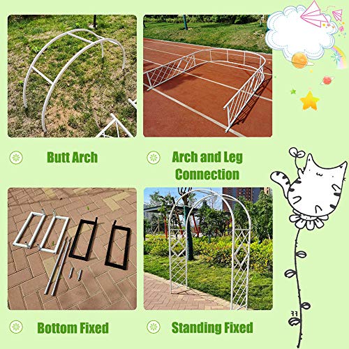 Outech 2,2 Mx 2,3 Mx 0,4 M Metallgartenbogen Rankgitter, Schwarzer, Weißer Rosenbogen, Starker, Langlebiger Torbogen… – Bild 6