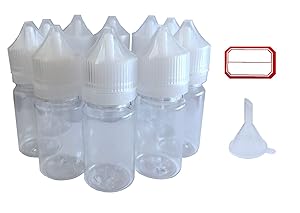 30 x 30ml Unicorn E-Liquid Bottle with Label Funnel Soft Squeezable PET E-Cigarette Juice Squeezable Empty Dropper Bottle for Liquids Food Grade Material (White Cap)