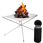 Portable fire Pit for Camping 22 inch, Collapsible Stainless Steel Mesh Outdoor Fire Pit, Foldable Wood Burning Firepit for Backyard Patio Garden(Carrying Bag Included)