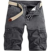 Mens Cargo Shorts Cotton Work Shorts Multi Pocket Casual Workout Shorts for Men NO Belt