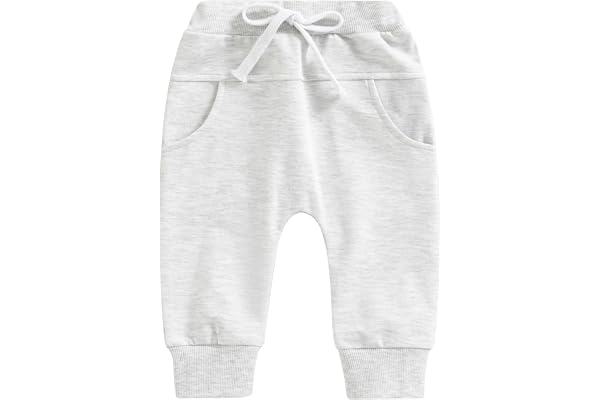 Taoocy 3 Pack Toddler Baby Boy Pants Solid Color Pull On Jogger Pants Cotton Infant Sweatpants 0-3Y
