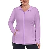COOTRY Women's Plus Size UPF 50+ Sun Protection Jacket Lightweight Long Sleeve Zip Up Hoodie Cooling Sun Shirt Hiking Workout