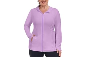 COOTRY Women's Plus Size UPF 50+ Sun Protection Jacket Lightweight Long Sleeve Zip Up Hoodie Cooling Sun Shirt Hiking Workout