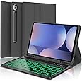 Keyboard Case for Samsung Galaxy Tab S10+ Plus/ S9 Plus/S9 FE+/ S9+/ S8+ Plus/S7+ Plus/S7 FE 12.4 Inch with S Pen Holder, Backlit Smart Bluetooth Keyboard case Cover (Black)