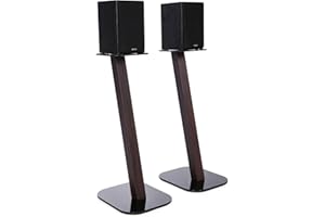 EXIMUS One Pair Fixed Height Universal Speaker Floor Stands - Espresso - 610 Series