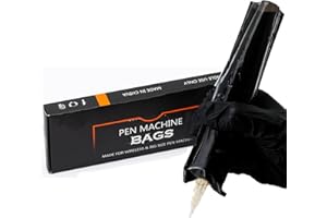 EZTAT2 EZ Tattoo Machine Covers - 200pcs (2 inch X 6.6 inch) Disposable Tattoo Pen Machine Bags Cartridge Machine Sleeves for Wireless Battery Tattoo Pen Machine (Black)