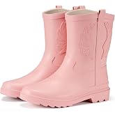 HISEA Western Cowboy Kids Rain Boots, Toddler Rubber Boots for Boys Girls | Waterproof Lightweight Pull-On Rubber Boots, Non-slip Outsole for Children, Toddler Puddle Jumping &amp; Outdoor Play