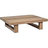 Armen Living Vivid Outdoor Patio Coffee Table in Light Eucalyptus Wood