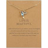 YALLNASL Birthday Christmas Gifts for Women Make a Wish Necklace for Daughter Mom Gold Plated Necklaces for Friends Matching Friendship Necklaces Gift with Message Card
