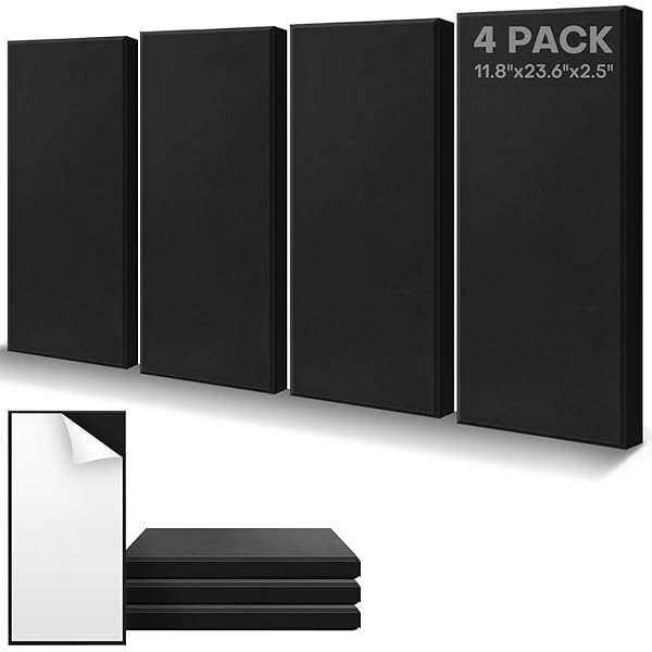 4PACK FIBERGLASS ACOUSTIC PANELS, SELF ADHESIVE SOUND PROOF...