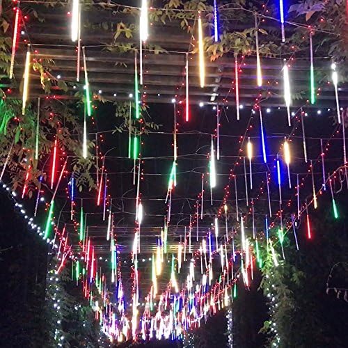 Rain Drop Lights, Aukora LED Meteor Shower Lights 30cm 8 Tubes 144leds, Icicle Snow Falling Raindrop Lights for Wedding Party Holiday Xmas Easter Home Garden Tree Decoration (Multi-Color)