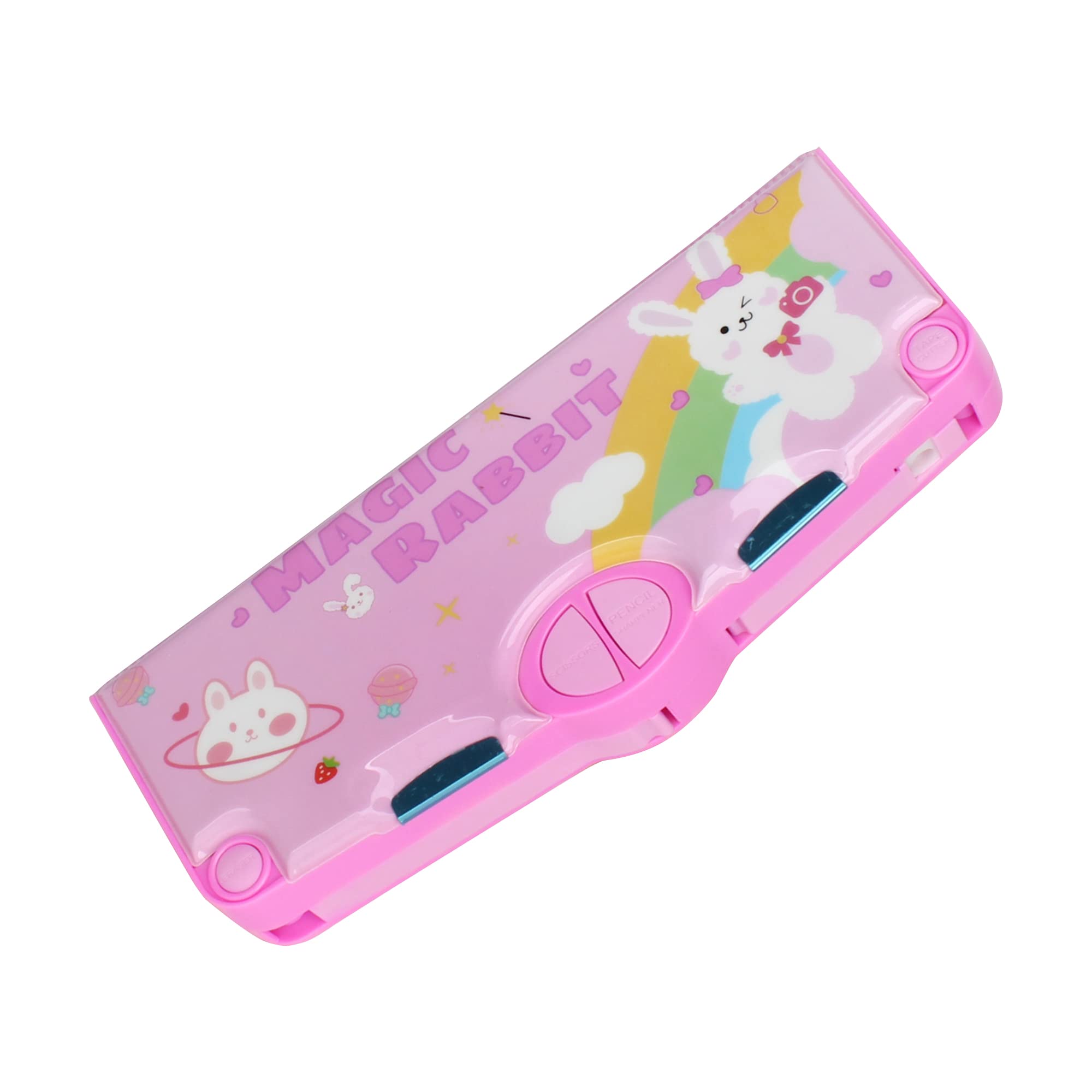 Aisi Student Multifunction Pen Pencil Case with 2 Compartments Cute Cartoon Pattern Stationery Set (7483+Style 2)