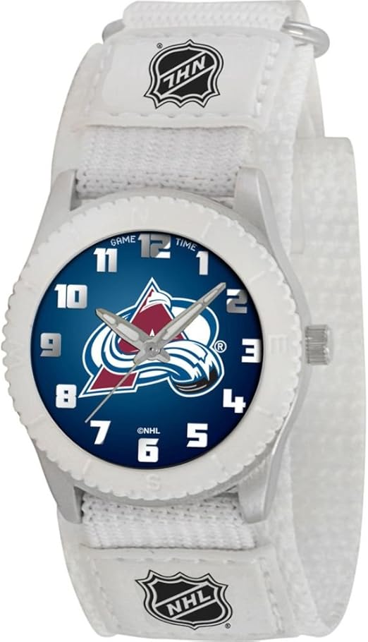 Amazon Com Game Time Unisex Nhl Row Col Rookie White Watch Colorado Avalanche Watches