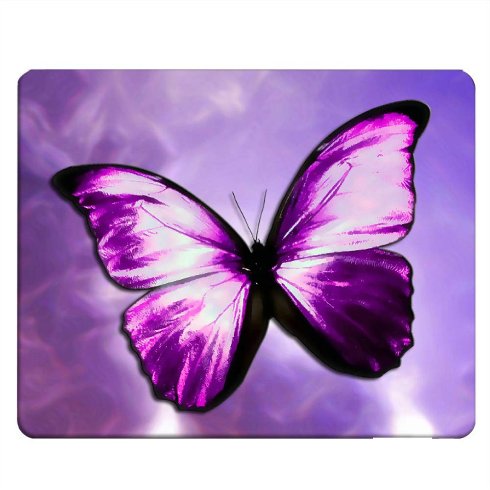 Butterfly Rectangle Gaming Mousepad The Magical Mystical Purple Butterfly Mouse Pad Mouse Mat for Computer Desk Laptop Office 9.5 X 7.9 Inch Non-Slip Rubber