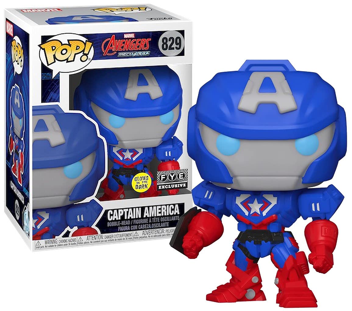 Funko Pop Marvel Avengers Mech Strike #829 - Captain America Glow in The Dark - Exclusive Special Edition Marvel Pop