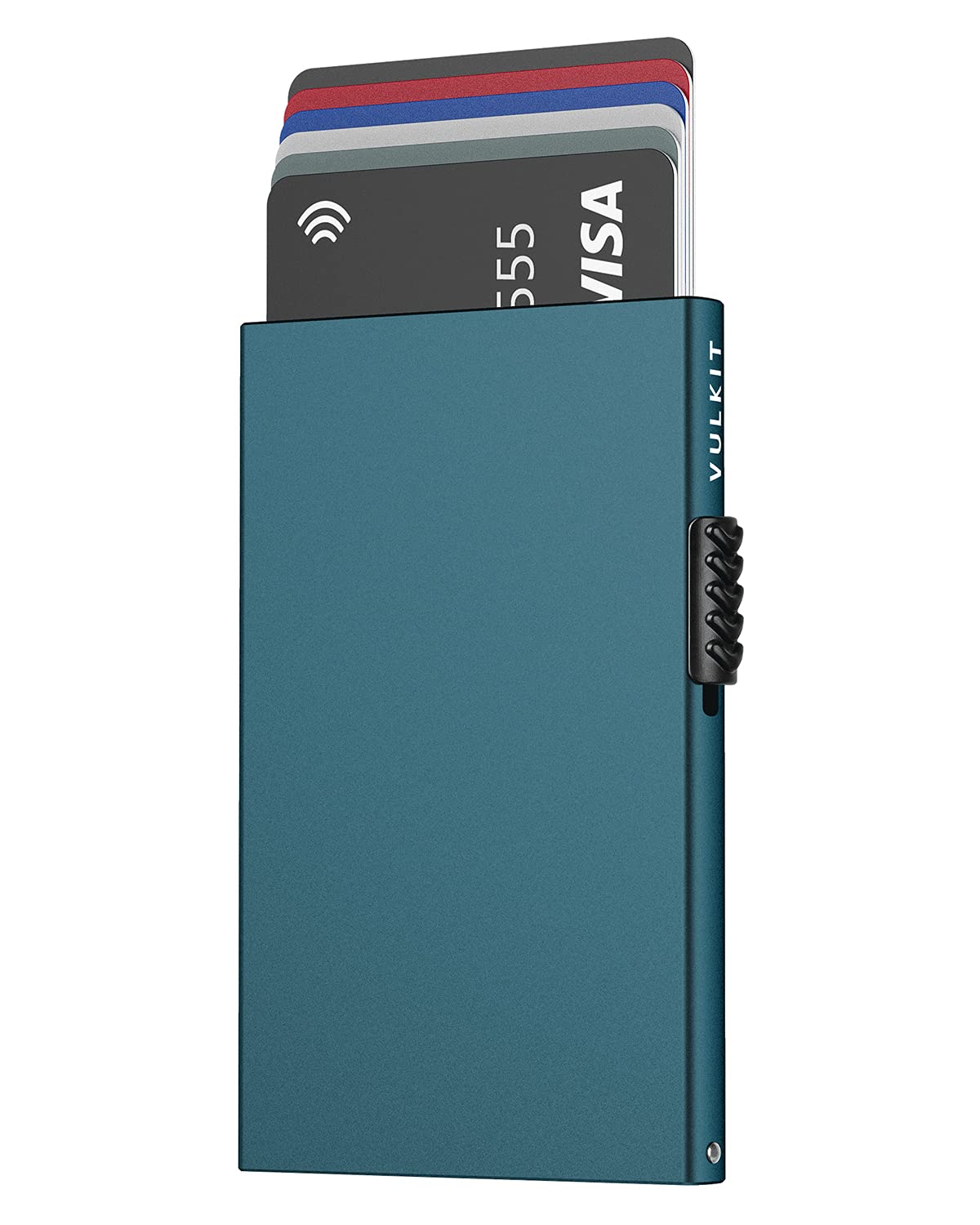 VULKIT Credit Card Holder for Men or Women Aluminium Credit Card Holder RFID Blocking Pop Up Card Wallet Minimalist Slim Port Card, Emerald Green, One Size, Minimalist