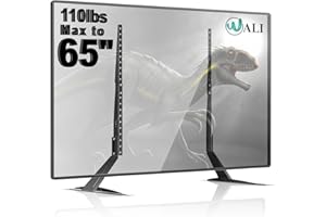 WALI Universal TV Stand 55 inch TV, TV Stand Mount for 22-65 Inch LCD Flat Screen TVs, Table Top TV Stands Holds up to 110lbs Mounting Holes up to 800 by 500mm (TVS001), Black