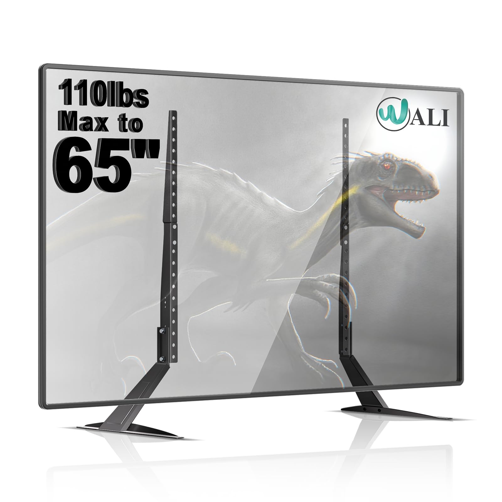 WALI Universal TV Stand, TV Legs for 22 to 65 Inch Flat Screen TVs, Height Adjustable TV Feet, Table Top TV Stand Holds up to 50 kg, Max VESA 800 x 500mm, Black (TVS001)