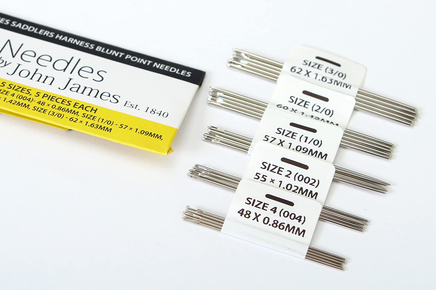 John James Saddlers Harness Blunt Point Needles/Set: 5 x 5/5 Sizes x 5 Pieces Each