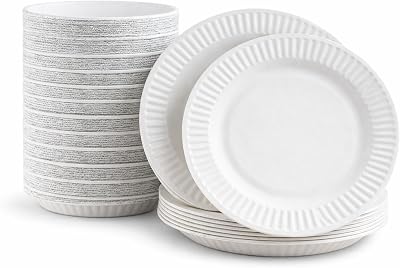 1ABOVE 35 Pack 7-Inch Disposable Paper Plates White 18cm for Parties