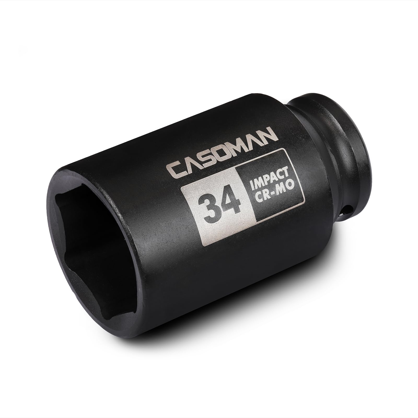 CASOMAN 1/2" Drive x 34 mm Deep 6 PT Impact Socket, CR-MO, 1/2-inch Drive 6 Point Axle Nut Socket for Easy Removal of Axle Shaft Nuts (34MM) — image 1