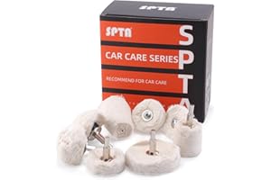 Polishing Wheel for Drill, SPTA Buffing Mop for Drill, 8Pcs White Flannelette Polishing Mop Wheel Grinding Head with 1/4" Hex Shafts for Manifold/Aluminum/Stainless Steel/Chrome