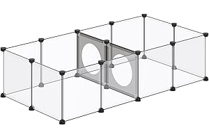 DINMO Pet Playpen, Small Animal Playpen Indoor, Exercise Fence, Interesting Game Holes Design for Small Animals, Hamsters, Rabbits, Hedgehogs, Ferrets, DIY, Expanded, Portable